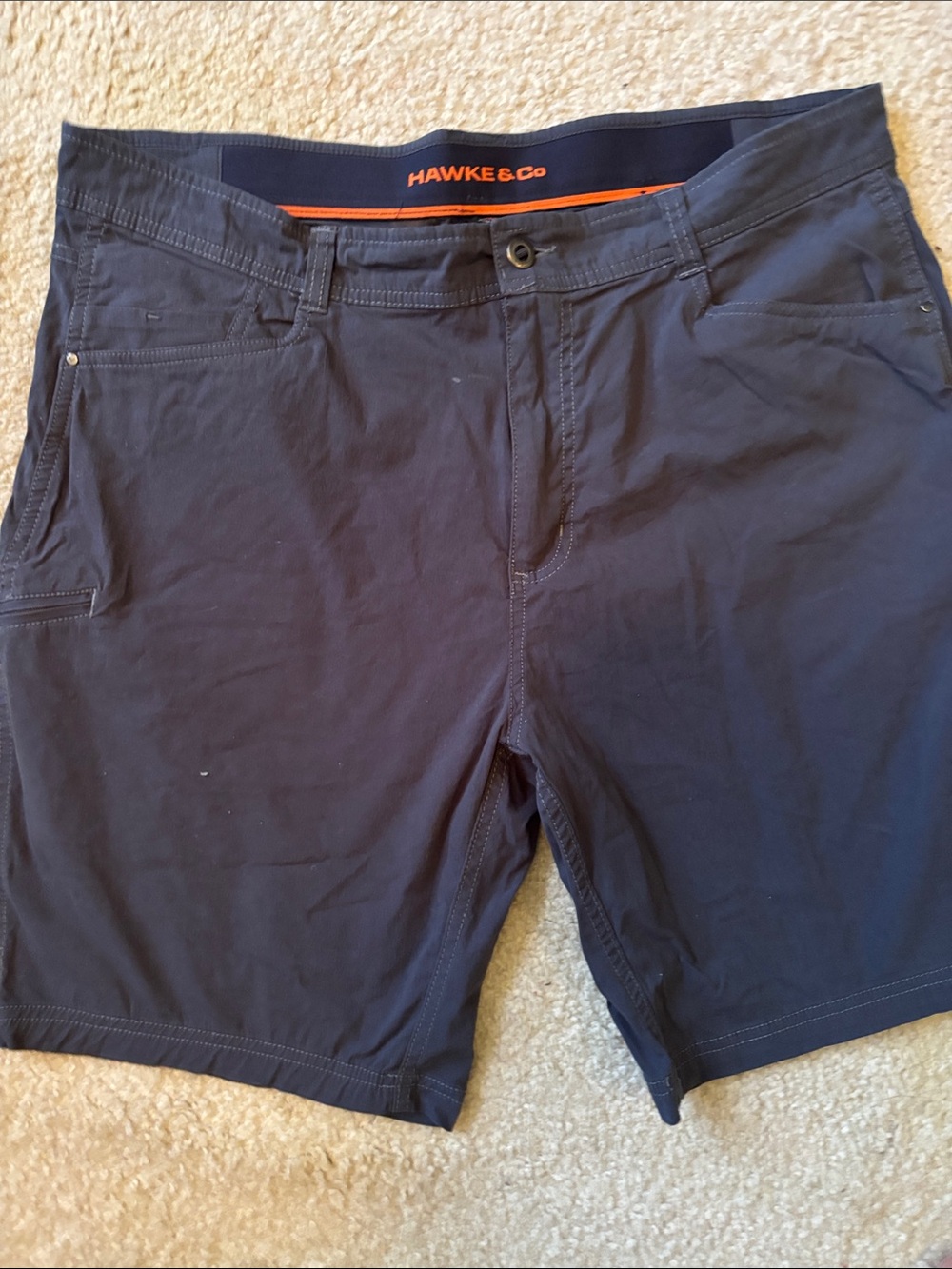 Hawke & Co Navy Men's Hybrid Shorts with Orange Trim